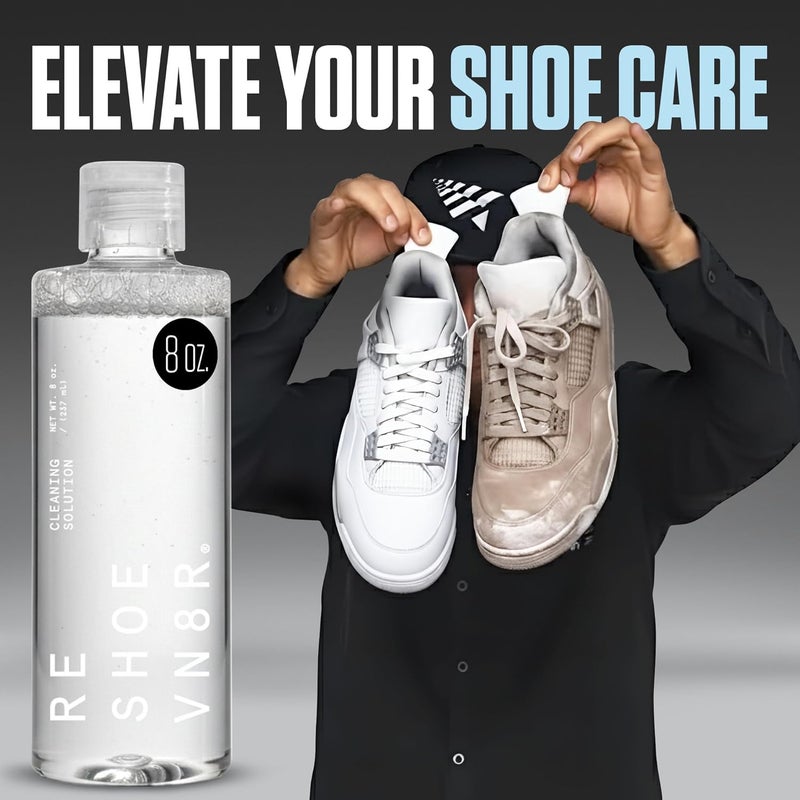 RESHOEVN8R Shoe Cleaning Solution, 8 oz - Sneaker Cleaner & Shoe Care for Canvas, Leather, Mesh, Suede, White, & Nubuck Shoes - Shoe Cleaner Sneakers Kit Solution in Easy-to-Use Bottle - 60-100 Uses - Image 3